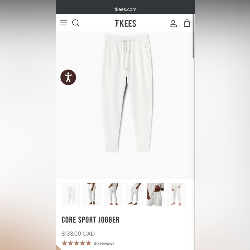 Tkees NWT The Sport Jogger Pants in Cream - Picture 5 of 5